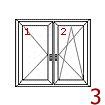 dvoukřídlé okno se středovým sloupkem – 1) O, 2) OS